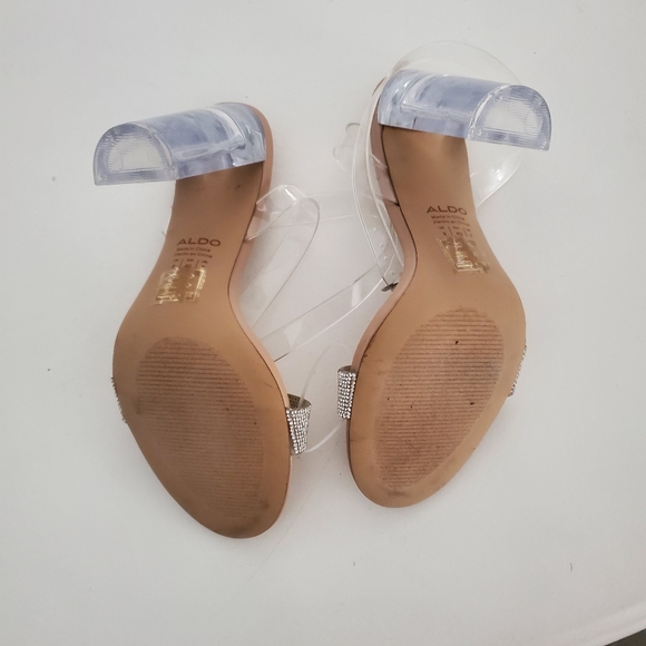 Aldo Clear and Nude Heels with Rhinestone Strap - Picture 10 of 10